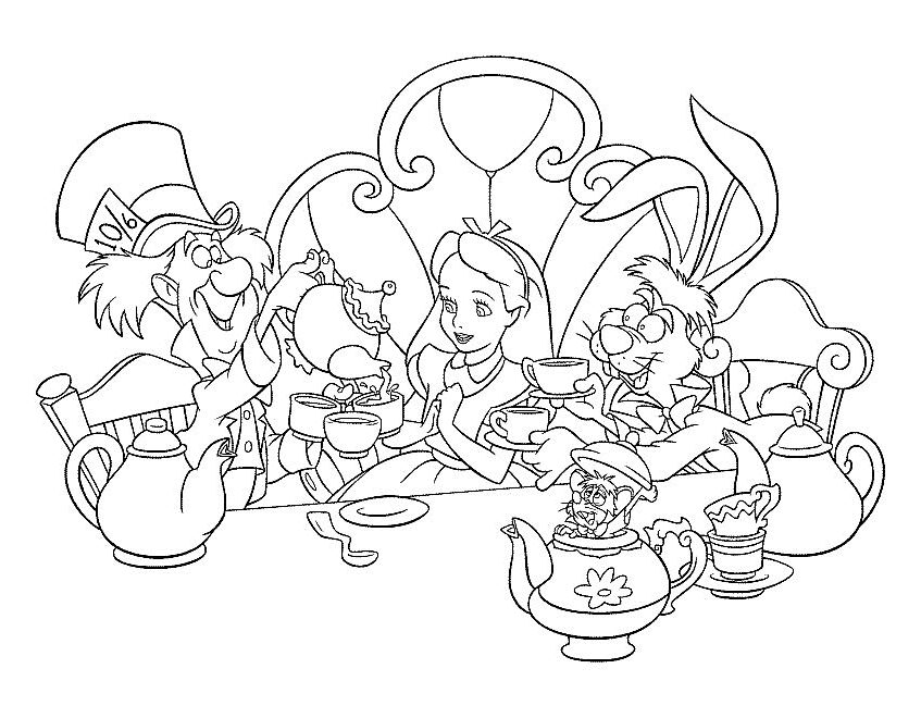 Alice in wonderland Coloring Pages - Coloringpages1001.com