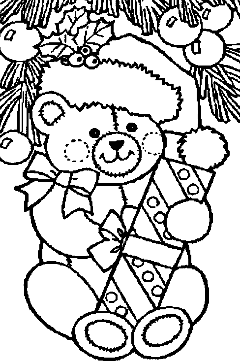 Christmas bear Coloring Pages  Coloringpages1001.com