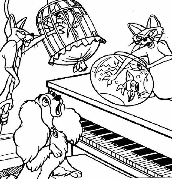lady and the tramp cats coloring pages - photo #26