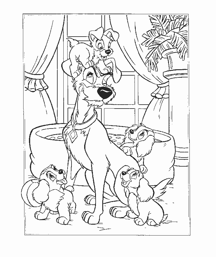 Lady and the tramp Coloring Pages - Coloringpages1001.com