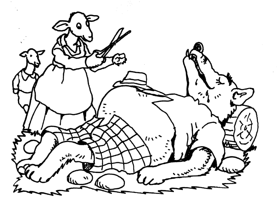 Wolf and the seven young kids Coloring Pages